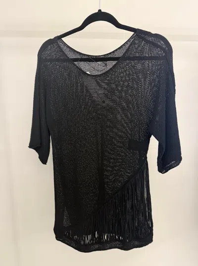 Pier Antonio Gaspari Women's Fringe Detailing Sheer Knit Top In Black