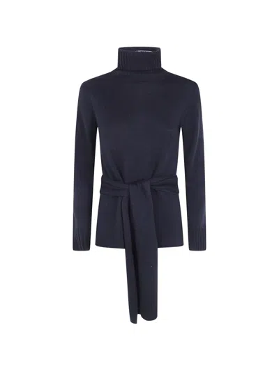 Pierantonio Gaspari Belted Roll-neck Sweater In Blue