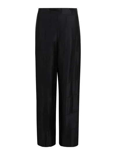 Pierantonio Gaspari Flowy Pants With Semi-sheer Graphics In Black