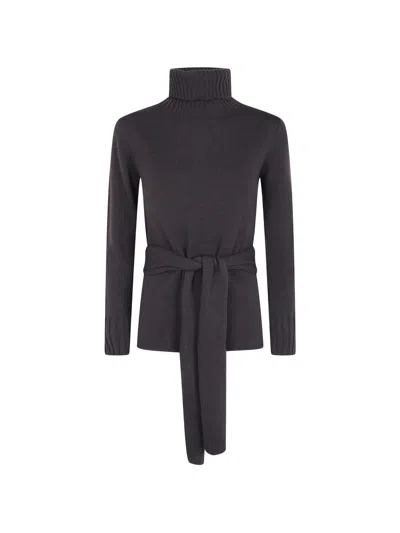Pierantonio Gaspari Roll-neck Belted Sweater In Blue