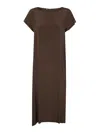 Pierantonio Gaspari Silk Bicolour Dress In Brown