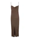 Pierantonio Gaspari Silk Midi Dress In Brown
