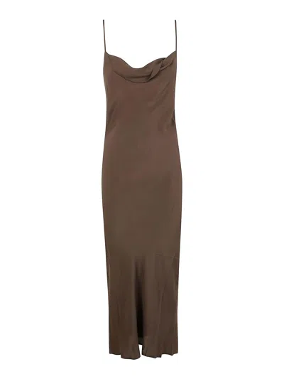 Pierantonio Gaspari Silk Dress In Brown