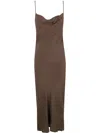 Pierantonio Gaspari Silk Midi Dress In Brown