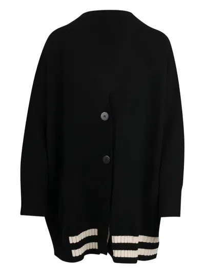 Pierantonio Gaspari Striped-hem Cardigan In Black