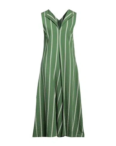 Pierantonio Gaspari Woman Maxi Dress Green Size 12 Lyocell, Polyamide, Cotton, Elastane