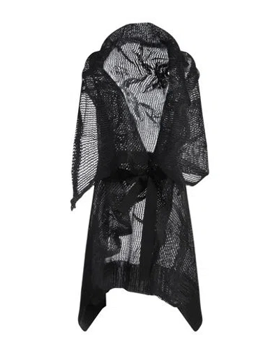 Pierantonio Gaspari Woman Overcoat & Trench Coat Black Size 14 Linen, Polyurethane, Cotton, Polyeste