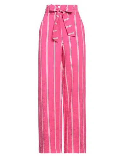 Pierantonio Gaspari Woman Pants Fuchsia Size 10 Lyocell, Polyamide, Cotton, Elastane In Pink