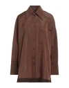 Pierantonio Gaspari Woman Shirt Brown Size 12 Polyester