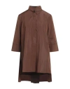 Pierantonio Gaspari Woman Shirt Brown Size 14 Polyester