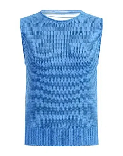 Pierantonio Gaspari Woman Sweater Azure Size 8 Linen, Cotton In Blue