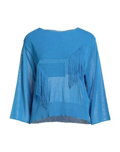 Pierantonio Gaspari Woman Sweater Azure Size 8 Viscose, Polyamide In Blue