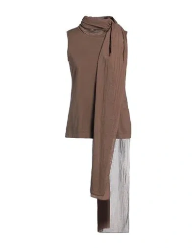 Pierantonio Gaspari Woman Top Brown Size 8 Cotton