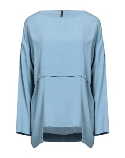 Pierantonio Gaspari Woman Top Pastel Blue Size 12 Acetate, Silk