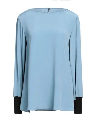 Pierantonio Gaspari Woman Top Pastel Blue Size 12 Acetate, Silk