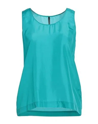 Pierantonio Gaspari Woman Top Turquoise Size 10 Silk