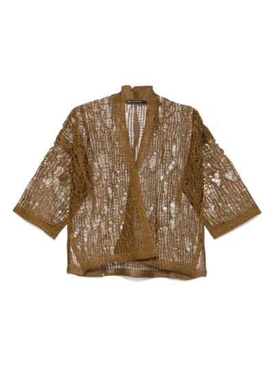 Pierantoniogaspari Cardigan Mit Lochstrickmuster In Braun