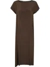 Pierantonio Gaspari Silk Bicolour Dress In Brown