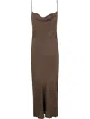 Pierantonio Gaspari Silk Midi Dress In Brown