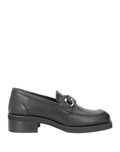 Pierfrancesco Vincenti Woman Loafers Black Size 6 Leather