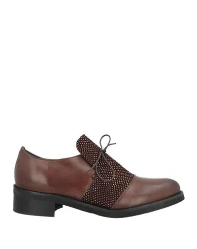 Pierfrancesco Vincenti Woman Loafers Brown Size 9 Leather