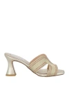 Pierfrancesco Vincenti Woman Sandals Platinum Size 8 Textile Fibers In Grey