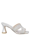 Pierfrancesco Vincenti Woman Sandals Silver Size 8 Textile Fibers