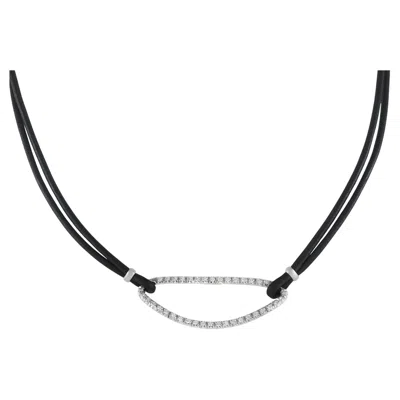 Pre-owned Piero Milano 18k White Gold 0.38 Ct Diamond Cord Necklace