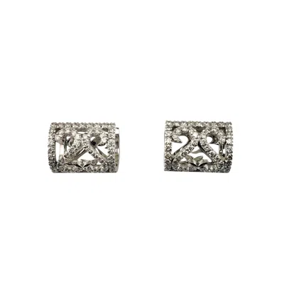 Pre-owned Piero Milano 18k White Gold And Diamond Cuff Earrings #19914