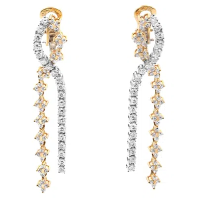 Pre-owned Piero Milano Natural Diamond Drop Earrings Two Tone 18k Gold, 2.26cttw In Multi