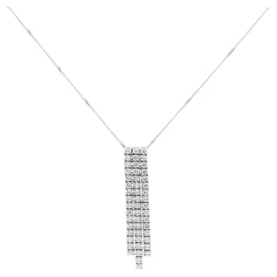 Pre-owned Piero Milano Natural Diamond Drop Pendant Necklace 18k White Gold 1.68cttw