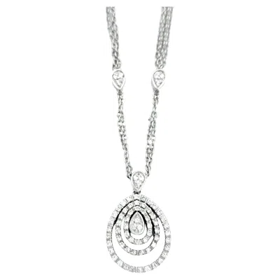 Pre-owned Piero Milano Triple Diamond Halo Teardrop Multi-strand Pendant Necklace 18k Gold