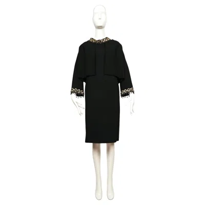 Pre-owned Pierre Balmain 1960's  Demi Couture Black Dress & Jacket With Beading