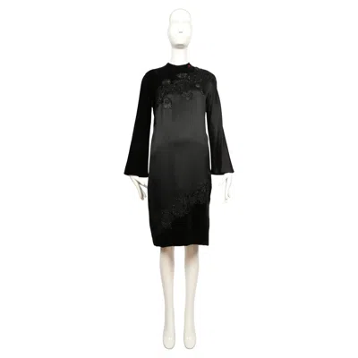 Pre-owned Pierre Balmain 1970's  Elaborately Beaded Silk And Velvet Haute Couture Dress In Black