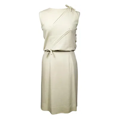 Pre-owned Pierre Balmain A  Woollen Couture Dress Numbered 182888 - Spring Summer 1963 In Sand