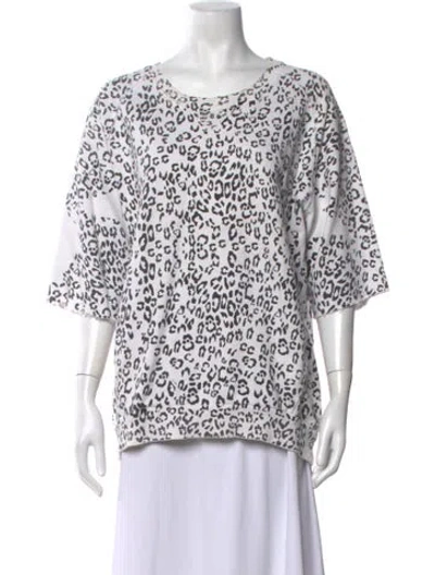 Pre-owned Pierre Balmain Animal Print Crew Neck Top In White