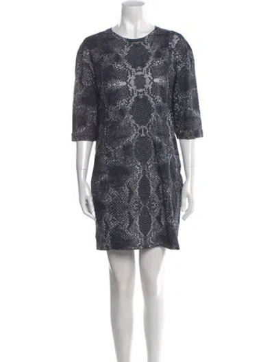 Pre-owned Pierre Balmain Animal Print Mini Dress In Blue