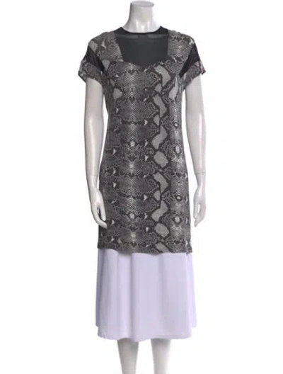 Pre-owned Pierre Balmain Animal Print Scoop Neck Sweater In Gray