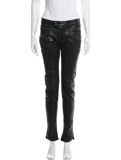 Pre-owned Pierre Balmain Animal Print Skinny Leg Pants In Black