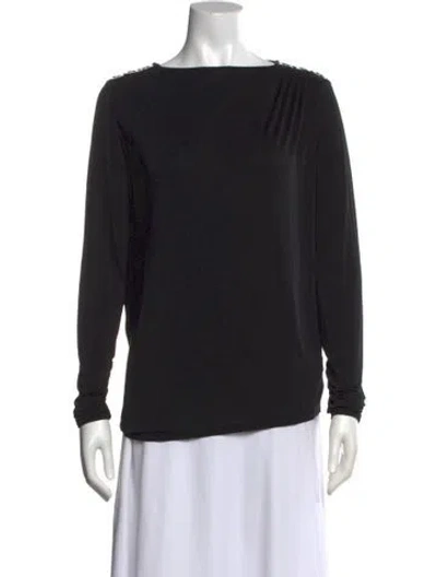 Pre-owned Pierre Balmain Bateau Neckline Long Sleeve Top In Black