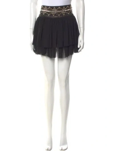 Pre-owned Pierre Balmain Beaded Accents Mini Skirt In Black