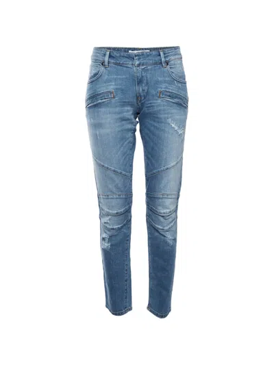 Pre-owned Pierre Balmain Biker-style Skinny Jeans In 蓝色