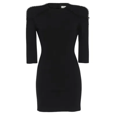 Pre-owned Pierre Balmain Black Mini Dress With Studs