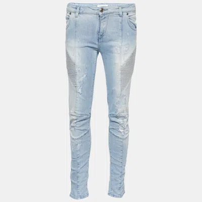 Pierre Balmain Blue Denim Distressed Jeans M/waist