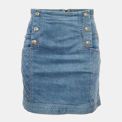 Pierre Balmain Blue Denim Mini Skirt M/waist