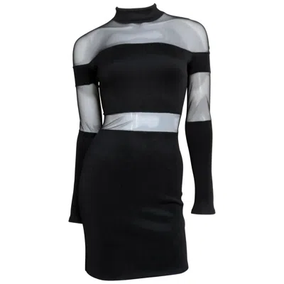 Pre-owned Pierre Balmain Bodycon Dress With Sheer Shoulders And Waist In Black