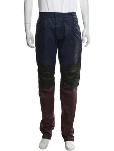 Pre-owned Pierre Balmain Colorblock Pattern Pants In Blue