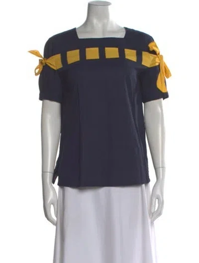 Pre-owned Pierre Balmain Colorblock Pattern Square Neckline Top In Multi