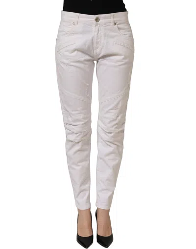Pre-owned Pierre Balmain Cotton Stretch Skinny Blue Trouser Women's Jeans () In White