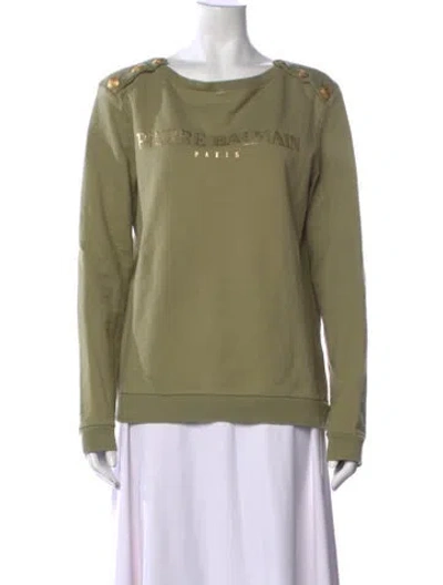 Pre-owned Pierre Balmain Crew Neck Long Sleeve Sweatshirt In Green